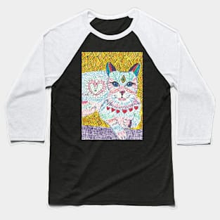 colorful cat ink drawing Baseball T-Shirt